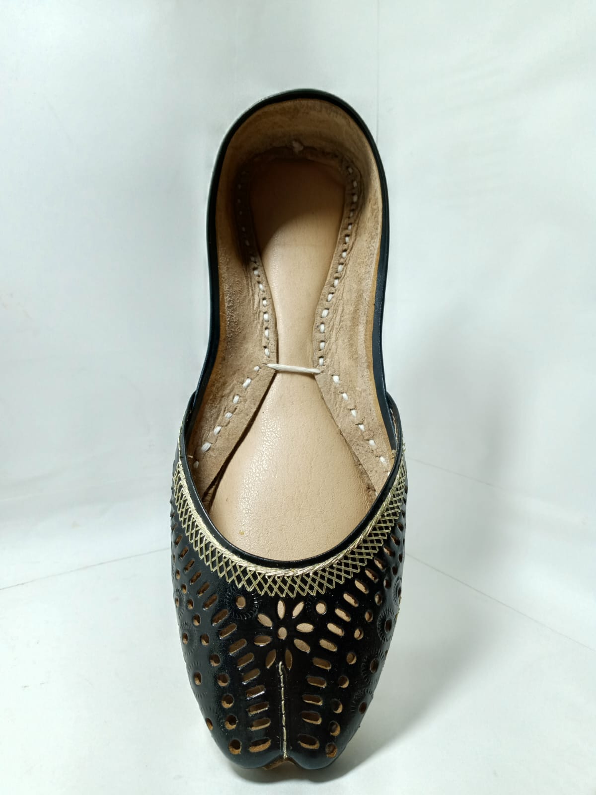 Jeniius 'Laila' Nightfall Khussa | Handcrafted Punchwork Flats