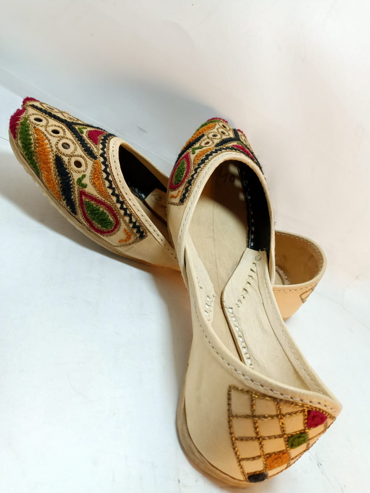 Jeniius "Desert Bloom" Mirror Work & Multicolored Embroidered Khussa