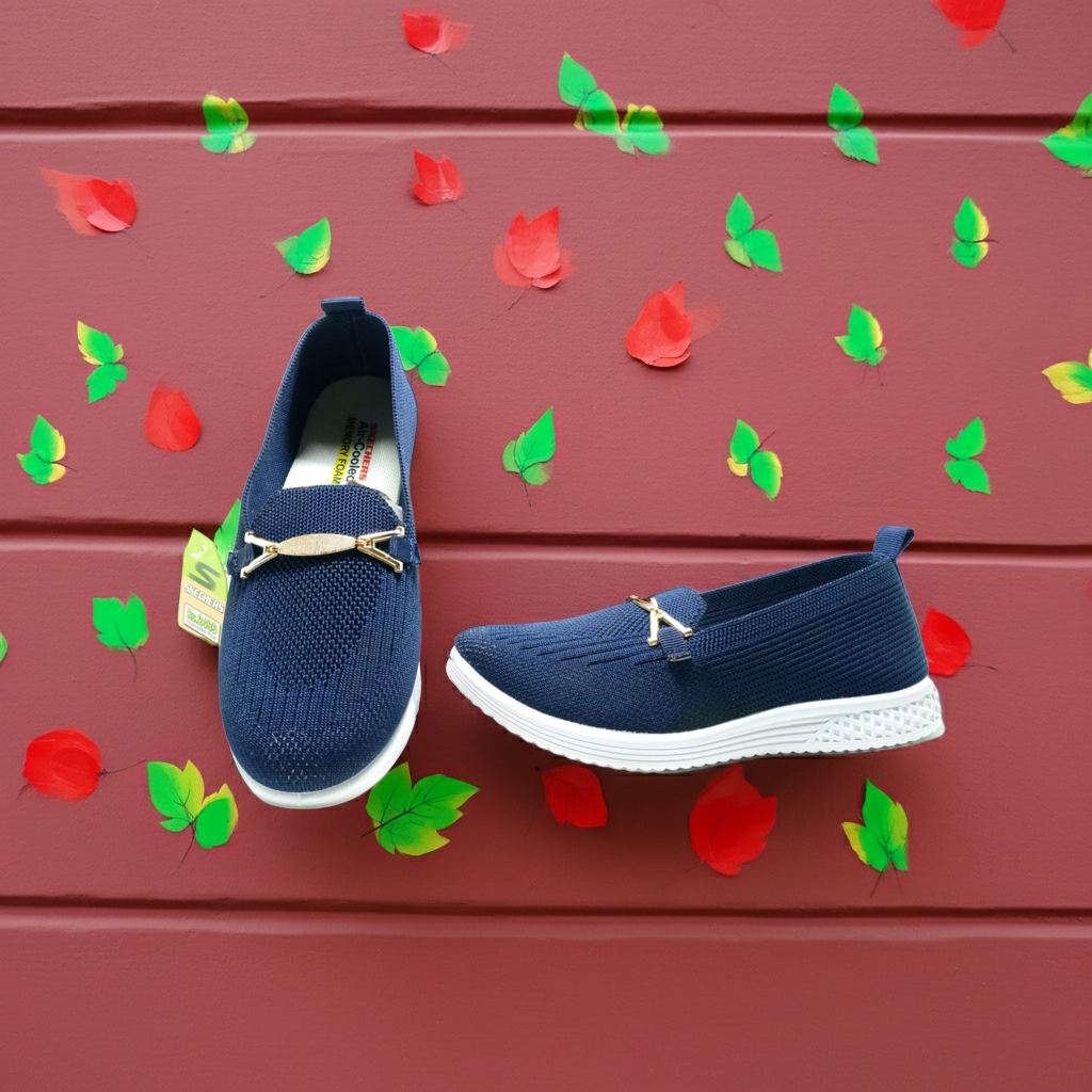 Classic Navy Blue Knit Loafers - Air-Cooled Memory Foam Comfort