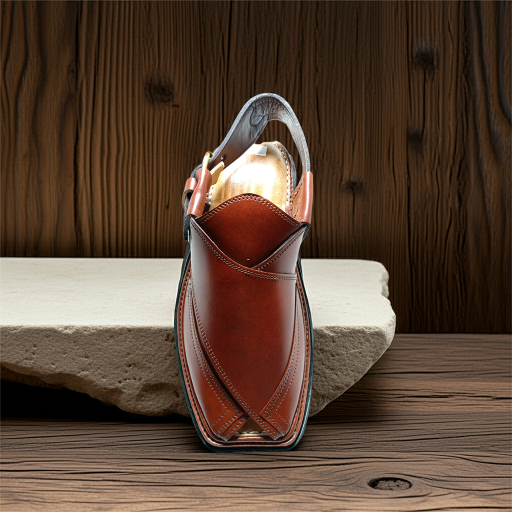 Jeniius "Classic Earth" Premium Brown Peshawari Chappal | Handcrafted Leather Sandals