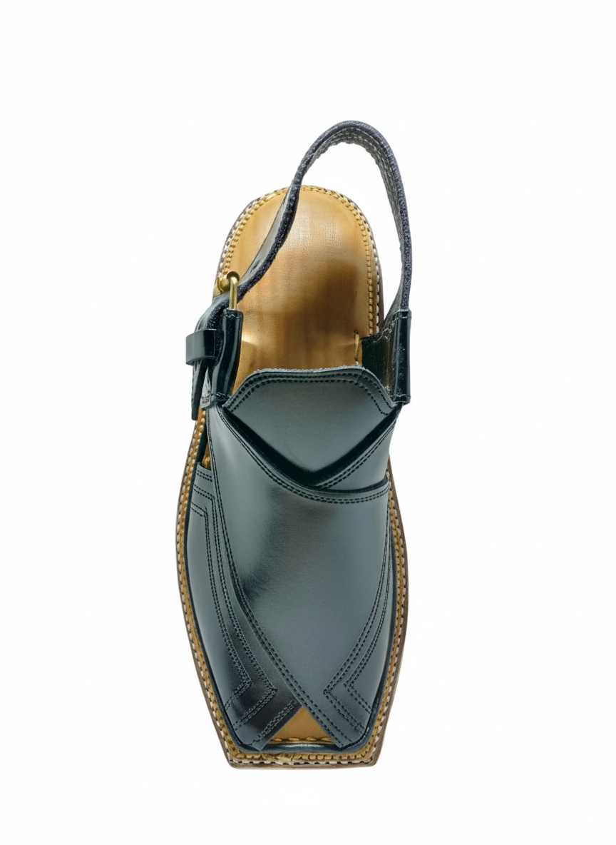 Kaptaan Chappal Classic Black | Premium Leather
