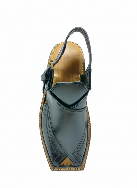 Kaptaan Chappal Classic Black | Premium Leather