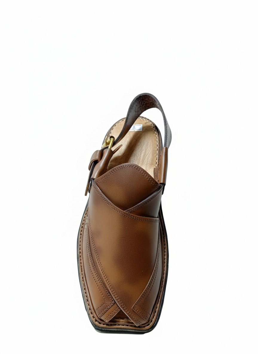 Jeniius "Heritage Hue" Authentic Mix Brown Leather Peshawari Chappal | Handcrafted Comfort