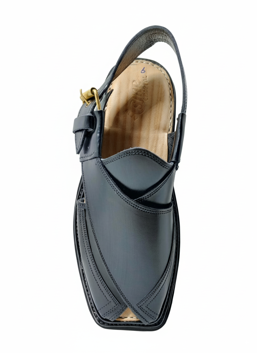 Jeniius "Urban Nomad" Premium Black Peshawari Chappal | Handcrafted Leather Sandals