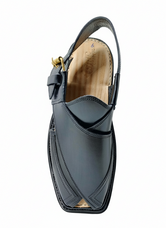 Jeniius "Urban Nomad" Premium Black Peshawari Chappal | Handcrafted Leather Sandals
