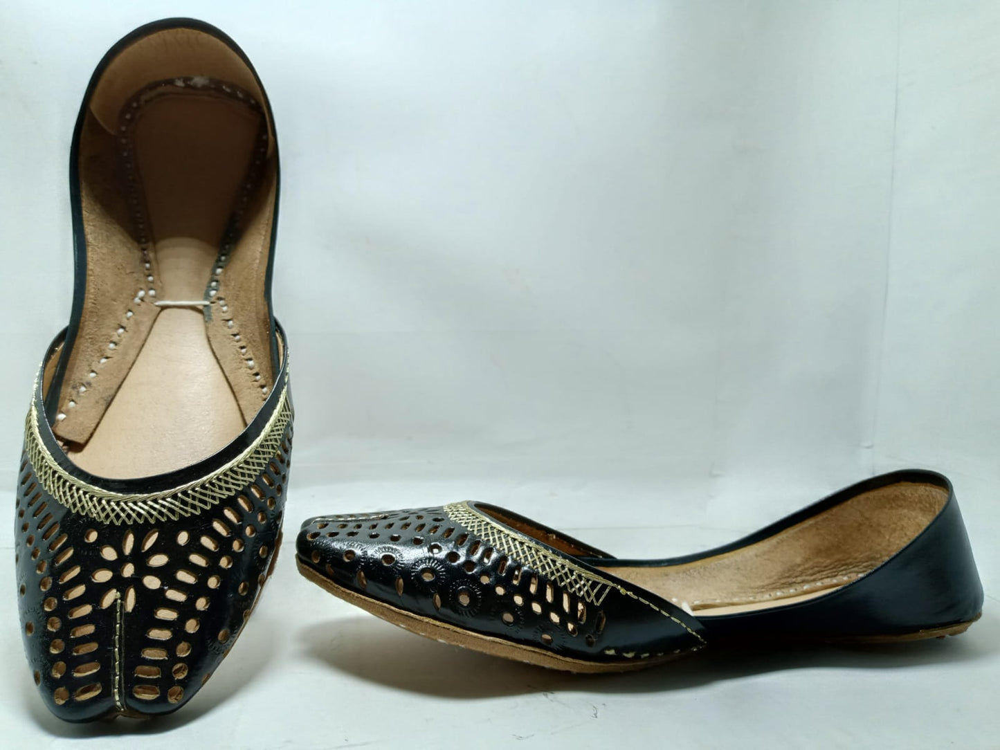 Jeniius 'Laila' Nightfall Khussa | Handcrafted Punchwork Flats