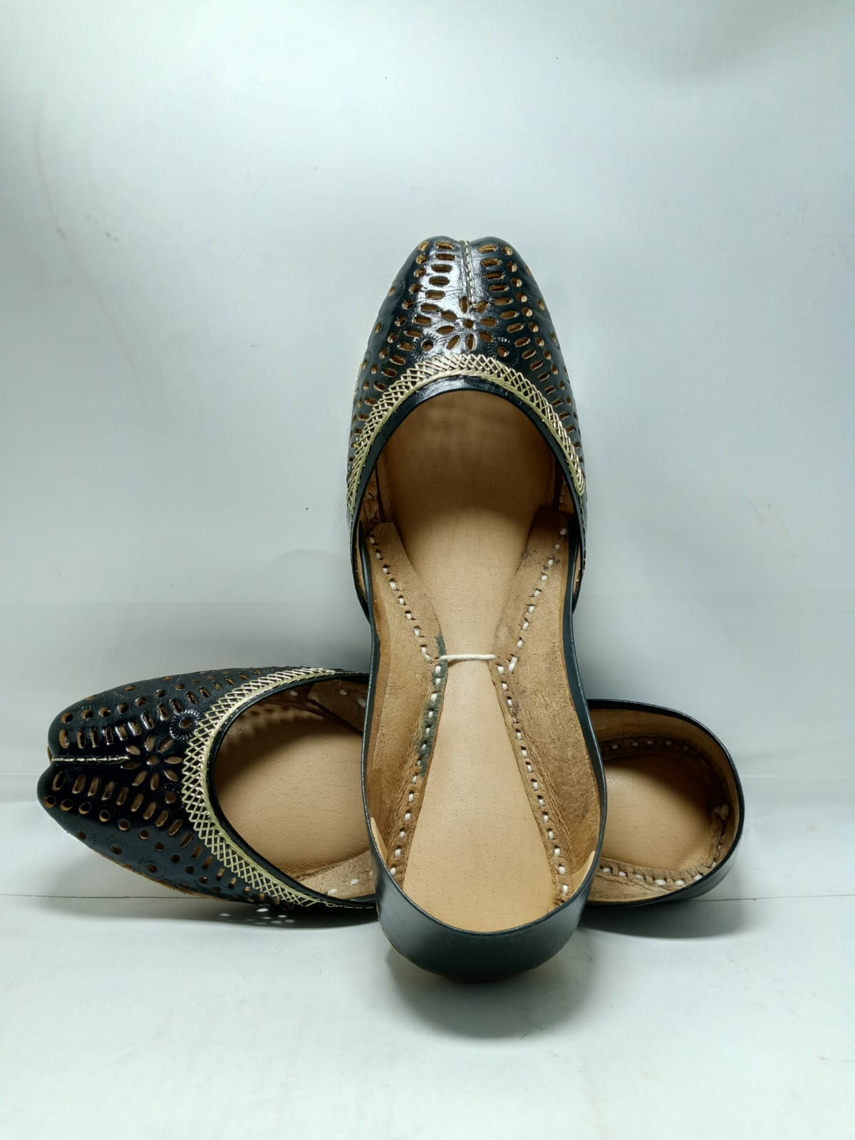 Jeniius 'Laila' Nightfall Khussa | Handcrafted Punchwork Flats