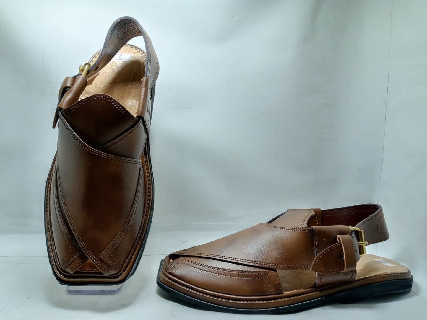 Jeniius "Heritage Hue" Authentic Mix Brown Leather Peshawari Chappal | Handcrafted Comfort