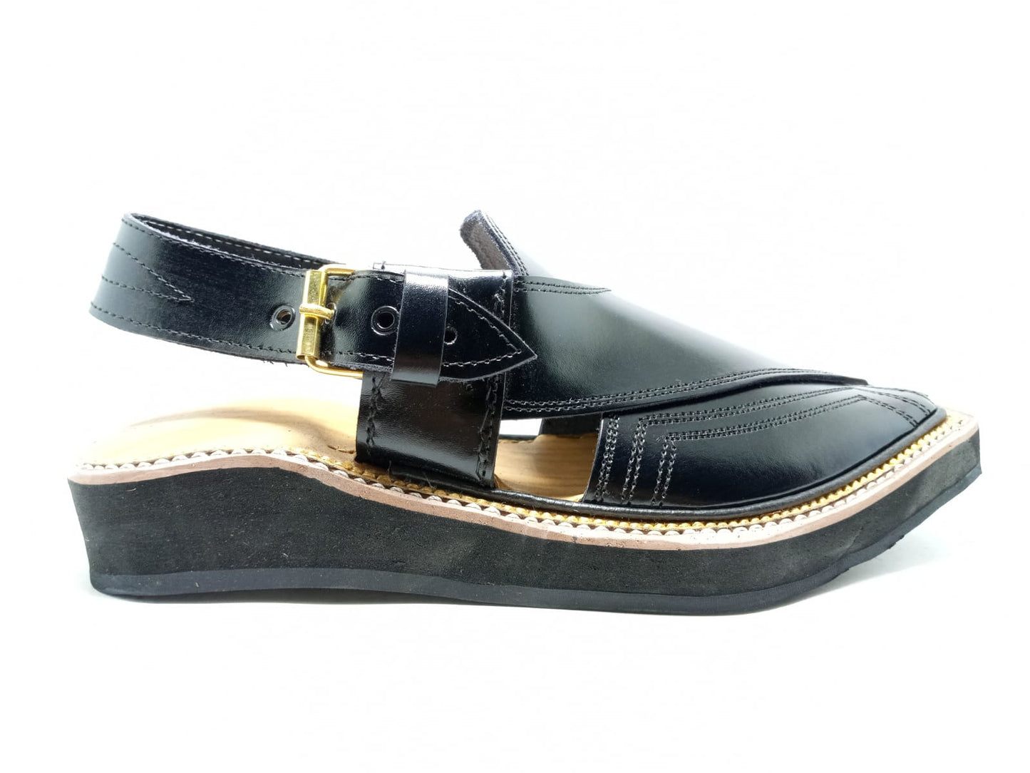 Kaptaan Chappal Classic Black | Premium Leather