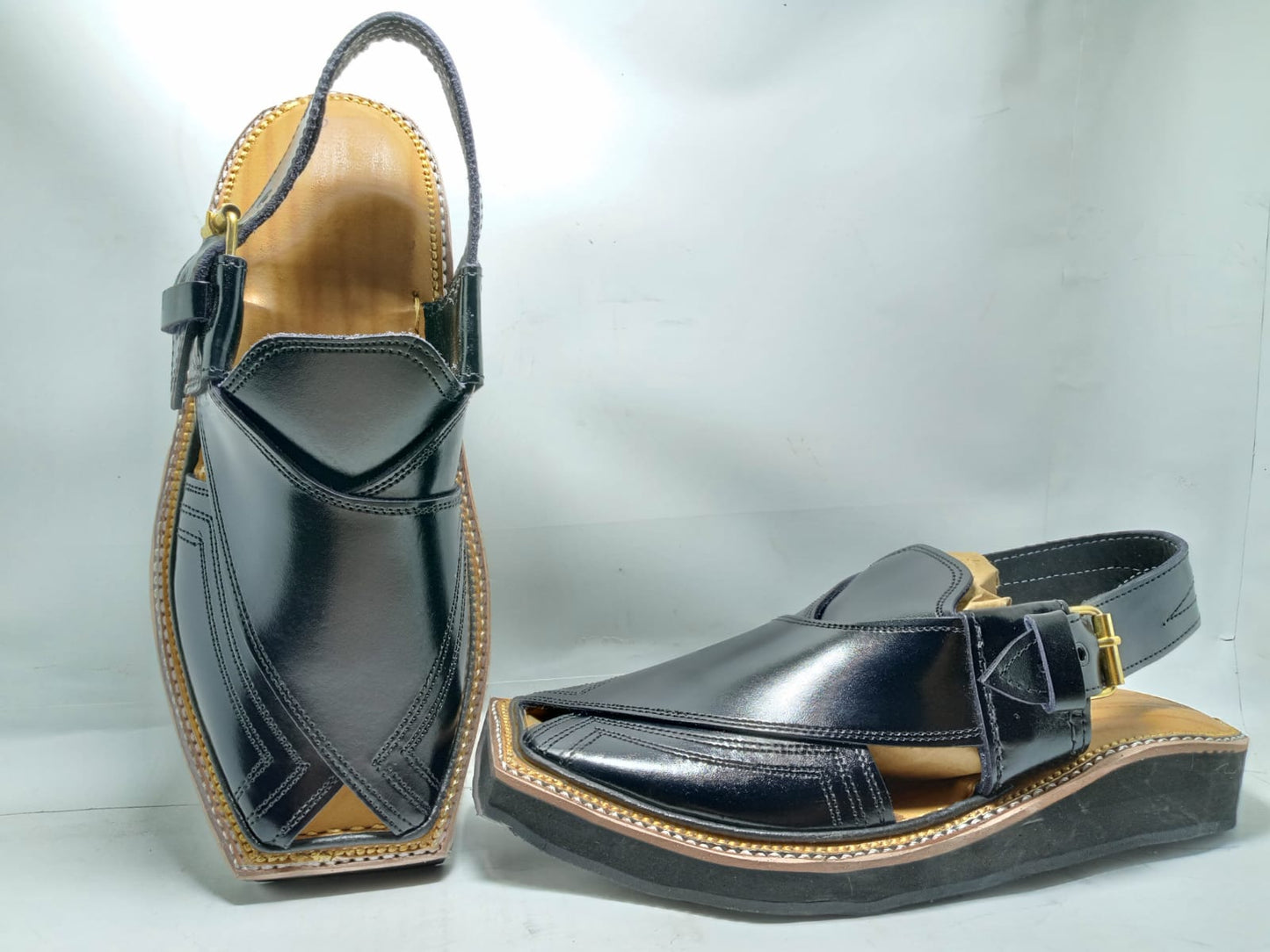 Kaptaan Chappal Classic Black | Premium Leather