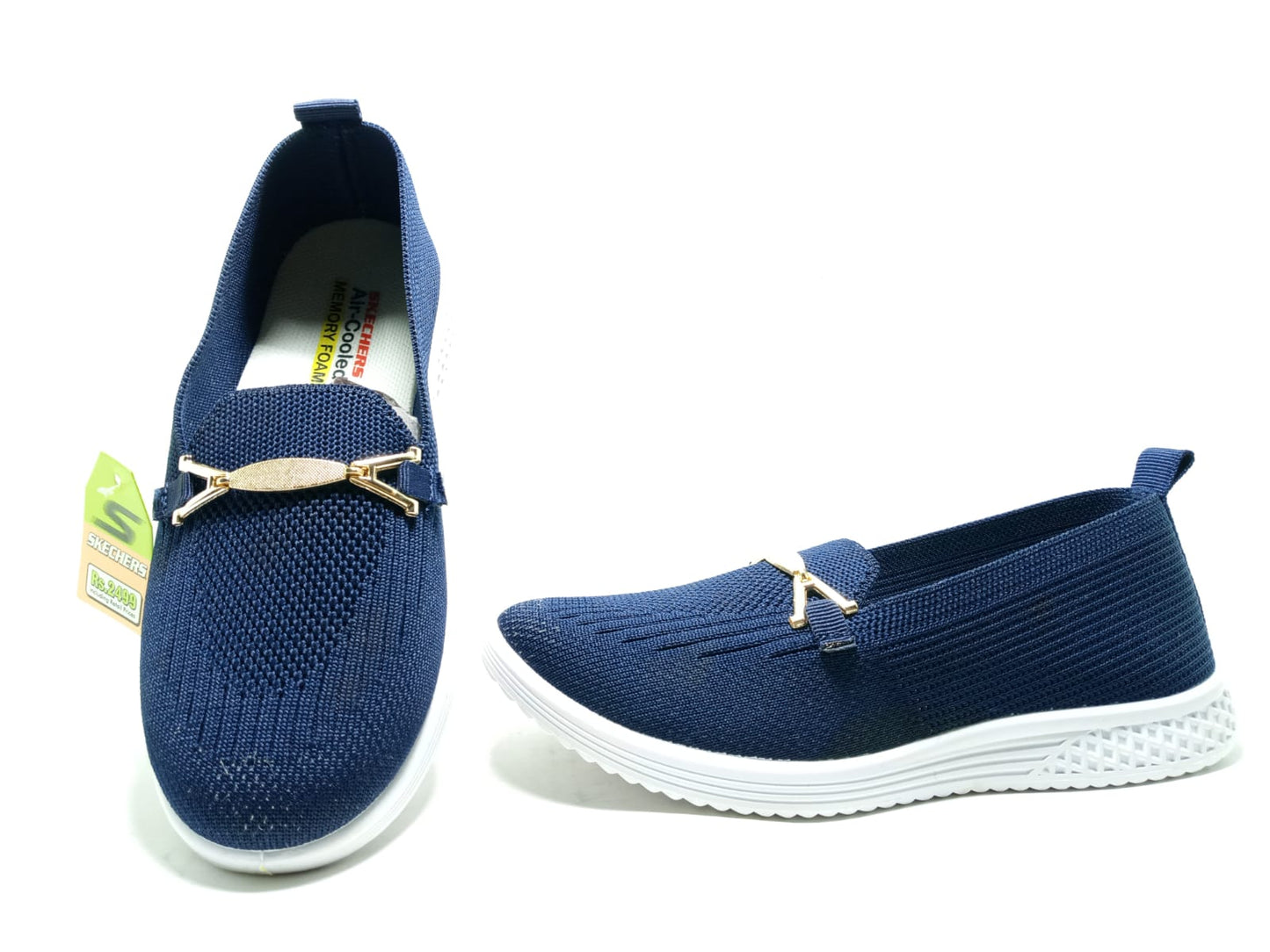 Classic Navy Blue Knit Loafers - Air-Cooled Memory Foam Comfort