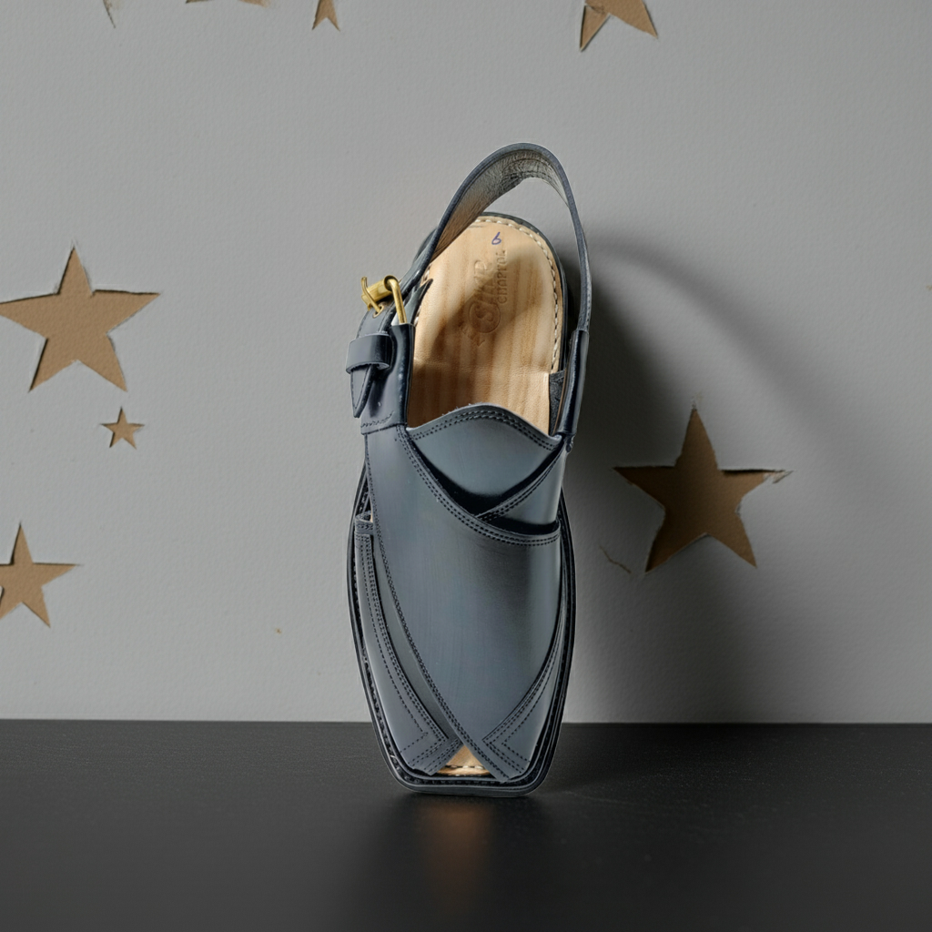 Jeniius "Urban Nomad" Premium Black Peshawari Chappal | Handcrafted Leather Sandals