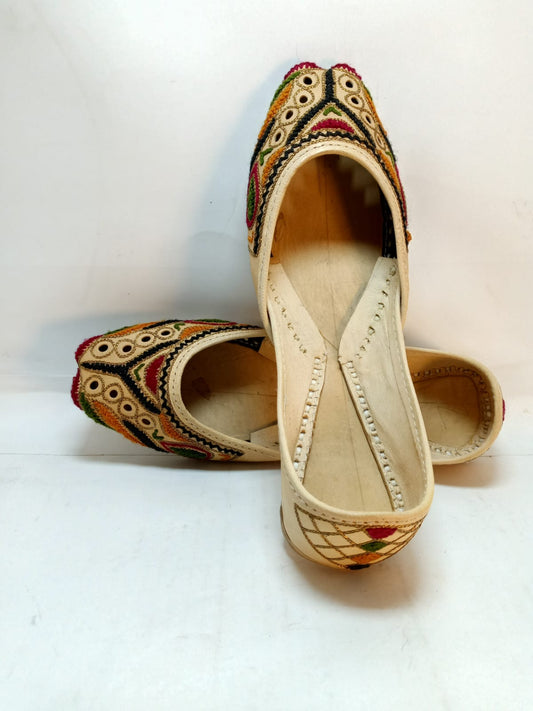 Jeniius "Desert Bloom" Mirror Work & Multicolored Embroidered Khussa