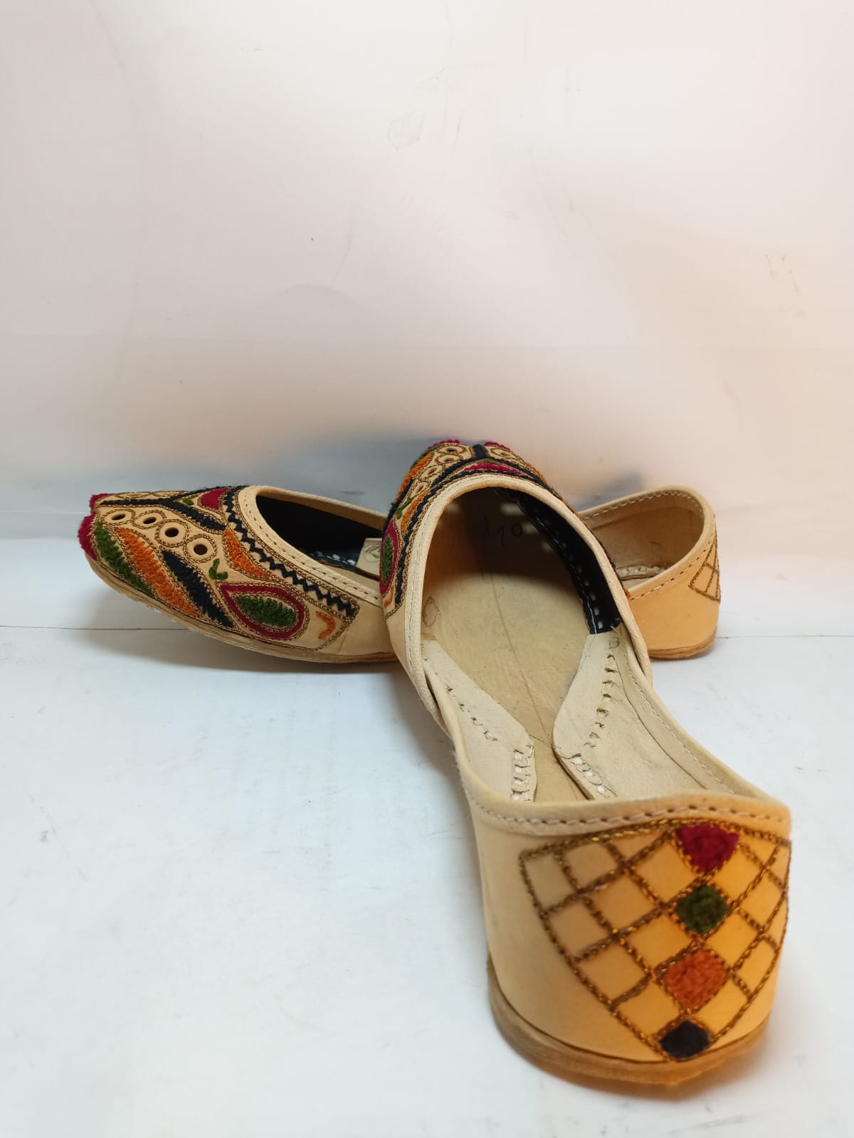 Jeniius "Desert Bloom" Mirror Work & Multicolored Embroidered Khussa