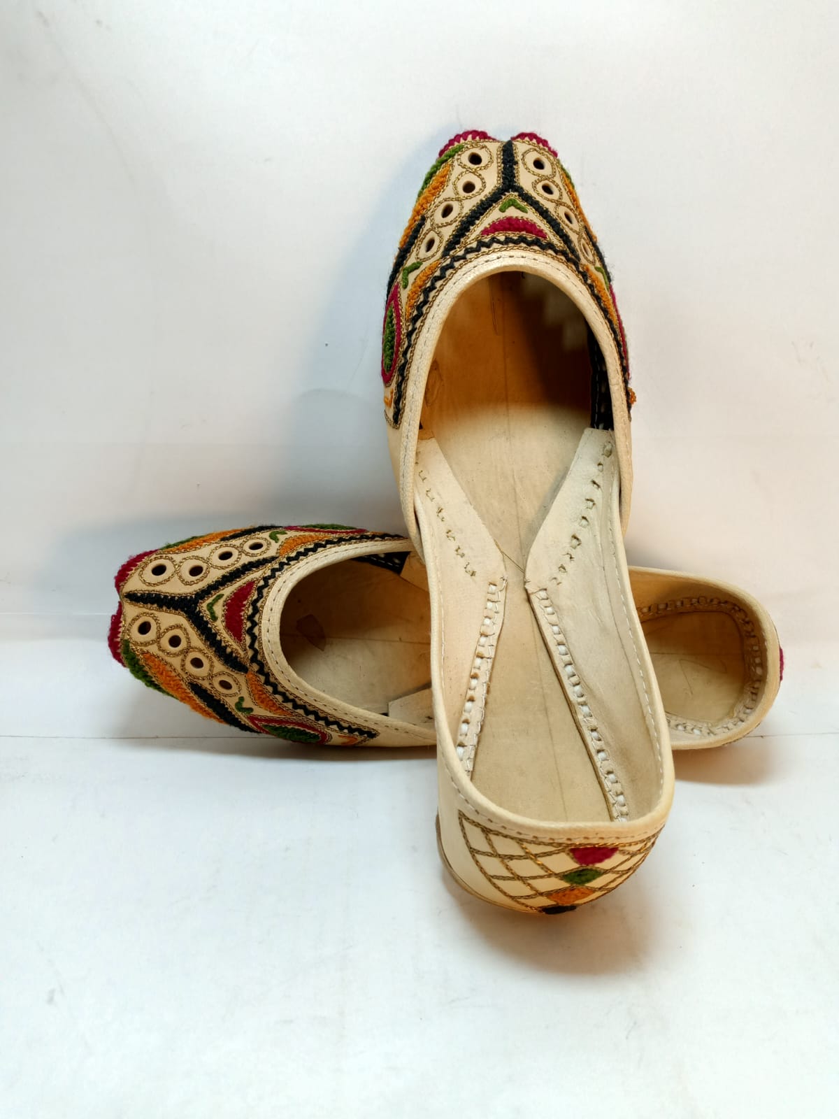 Jeniius "Desert Bloom" Mirror Work & Multicolored Embroidered Khussa