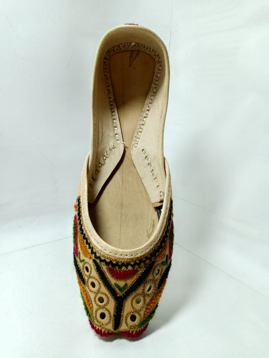 Jeniius "Desert Bloom" Mirror Work & Multicolored Embroidered Khussa